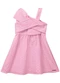 Carinhoso - Vestido Curto Godê em Anarruga Laranja Pastel - variação: Rosa Pastel