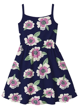Malwee Kids - Vestido Curto Godê Floral Azul Marinho - MALWEE KIDS
