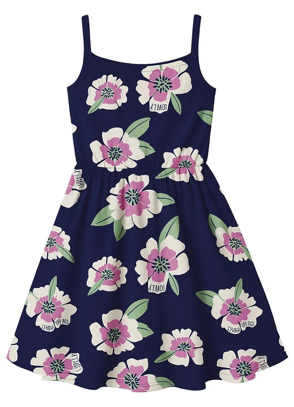 Malwee Kids - Vestido Curto Godê Floral Azul Marinho 2