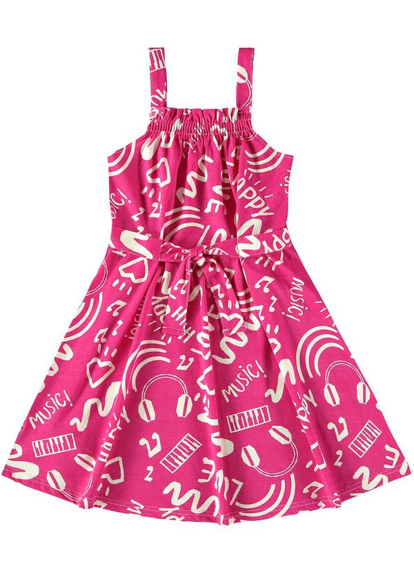 Malwee Kids - Vestido Curto Godê Inscrições Rosa 