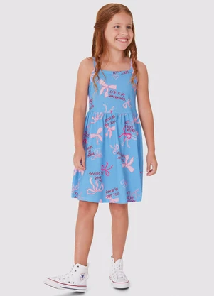 Malwee Kids - Vestido Curto Godê Laços Azul - MALWEE KIDS