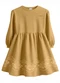 Carinhoso - Vestido Curto Godê Texturizado Rosê - variação: Amarelo Mostarda