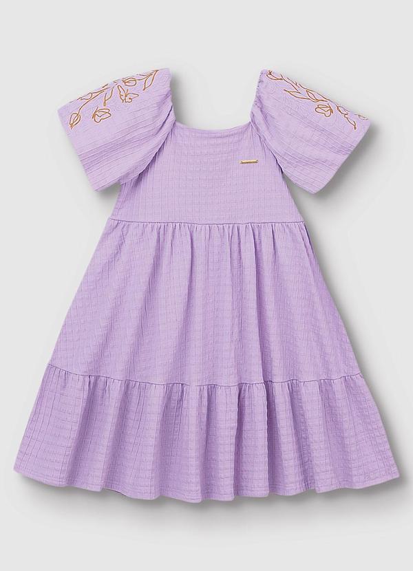 Carinhoso - Vestido Curto Godê Texturizado Lavanda