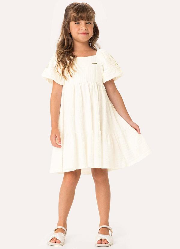 Carinhoso - Vestido Curto Godê Texturizado Off White 1