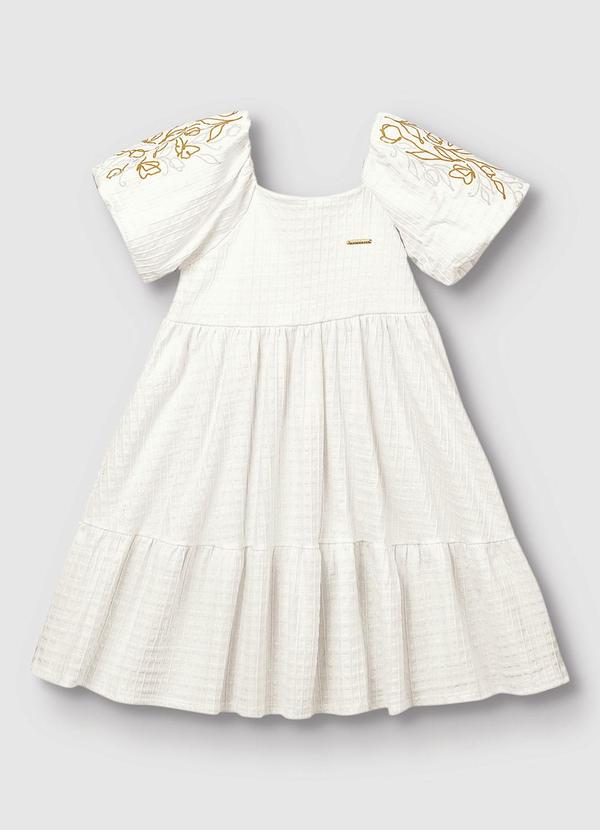 Carinhoso - Vestido Curto Godê Texturizado Off White 2