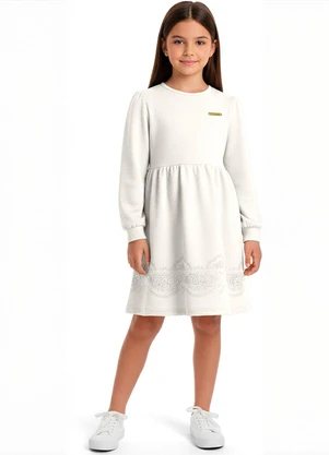 Carinhoso - Vestido Curto Godê Texturizado Off White - CARINHOSO