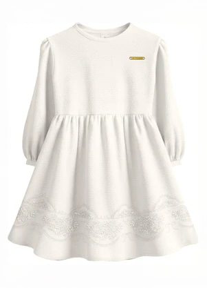 Carinhoso - Vestido Curto Godê Texturizado Off White - CARINHOSO