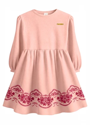 Carinhoso - Vestido Curto Godê Texturizado Rosê - CARINHOSO
