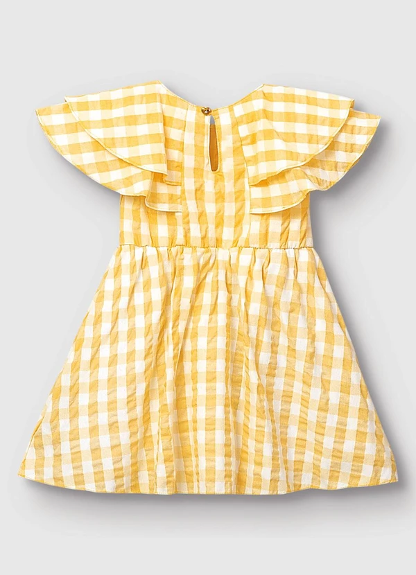 Carinhoso - Vestido Curto Godê Vichy Amarelo Claro 3