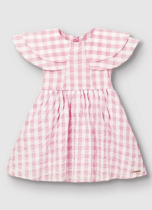 Carinhoso - Vestido Curto Godê Vichy Rosa Claro