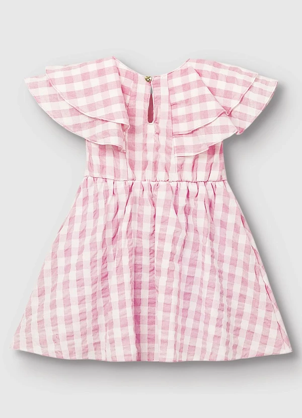 Carinhoso Vestido Curto Godê Vichy Rosa Claro - Main Image