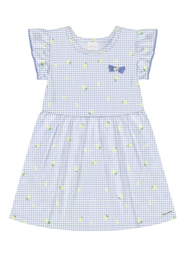 Alakazoo - Vestido Curto Gola Redonda Azul