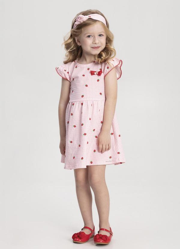 Alakazoo - Vestido Curto Gola Redonda Rosa