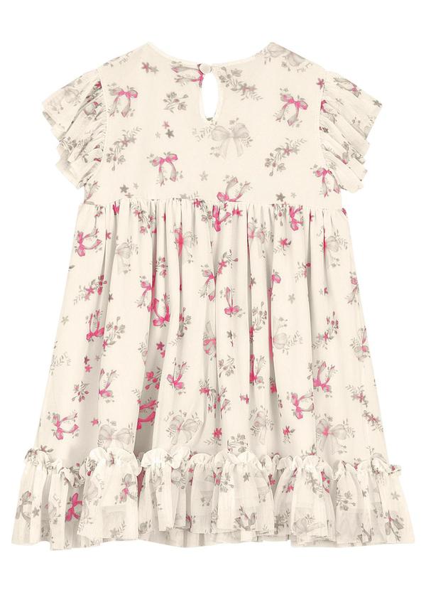 Trick Nick - Vestido Curto Infantil com Babados Bege