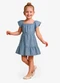 Select - Vestido Curto Infantil com Cinto de Algodão Azul - variação: Azul