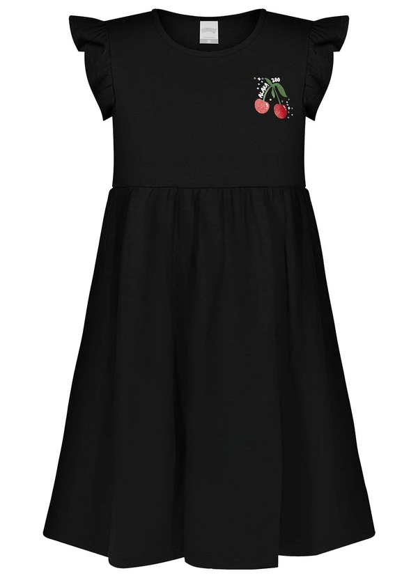 Alakazoo - Vestido Curto Infantil com Faixa de Cabelo Preto 3