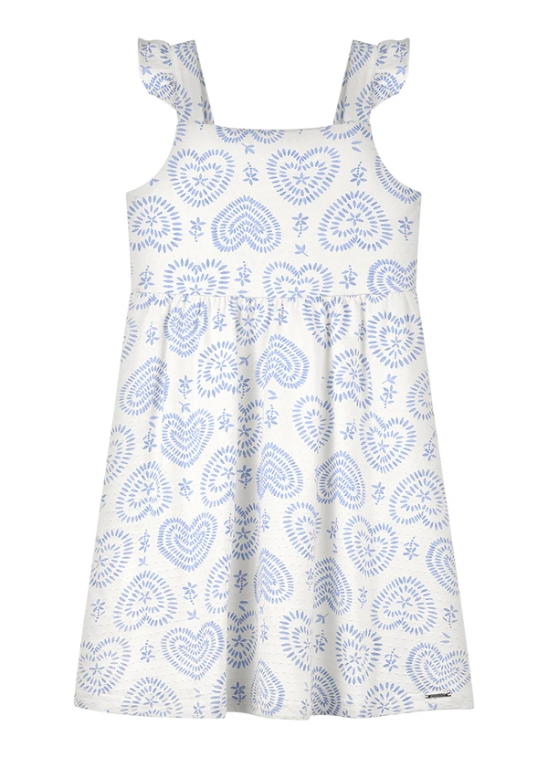 Alakazoo - Vestido Curto Infantil de Alças Estampado Azul