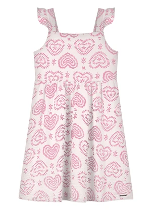 Alakazoo - Vestido Curto Infantil de Alças Estampado Rosa - ALAKAZOO