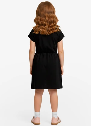 Select - Vestido Curto Infantil em Molecotton Preto - SELECT