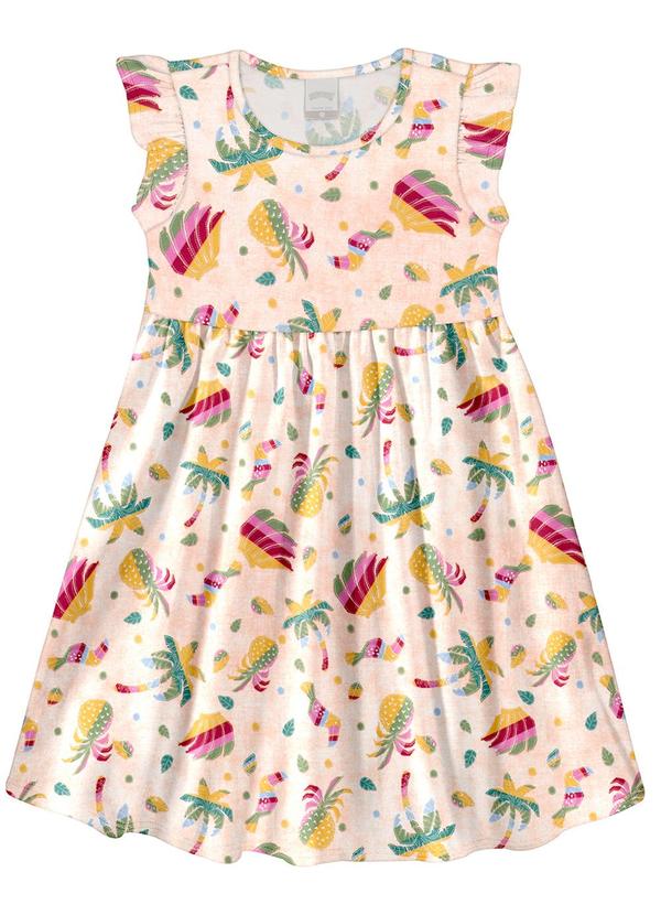 Alakazoo - Vestido Curto Infantil Estampado com Faixa Cabelo Laranja