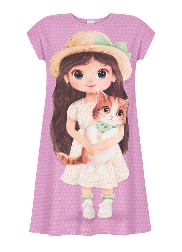 Alakazoo - Vestido Curto Infantil Estampado Rosa