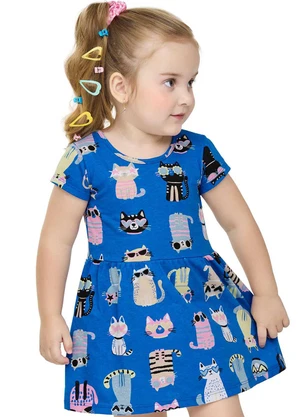Elian - Vestido Curto Infantil Menina Lúdico Azul - ELIAN