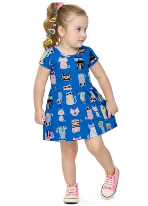Elian - Vestido Curto Infantil Menina Lúdico Azul - ELIAN