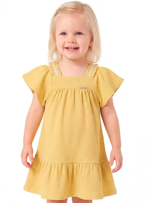Colorittá - Vestido Curto Infantil Menina Sianinha Amarelo - COLORITTÁ