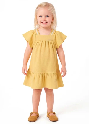 Colorittá - Vestido Curto Infantil Menina Sianinha Amarelo - COLORITTÁ