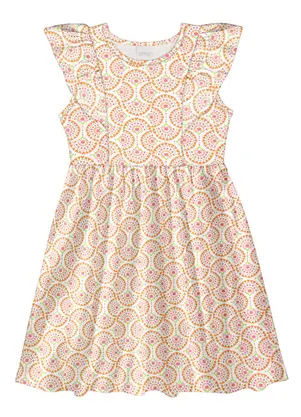 Alakazoo - Vestido Curto Infantil Texturizado Estampado Laranja - ALAKAZOO