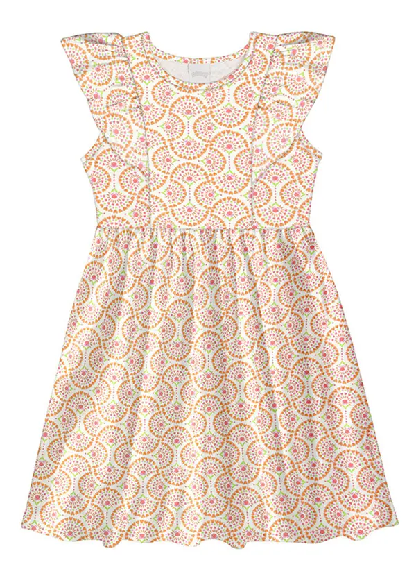 Alakazoo - Vestido Curto Infantil Texturizado Estampado Laranja 2