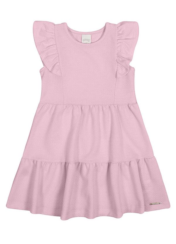Alakazoo - Vestido Curto Infantil Tom Pastel com Babados Rosa 2