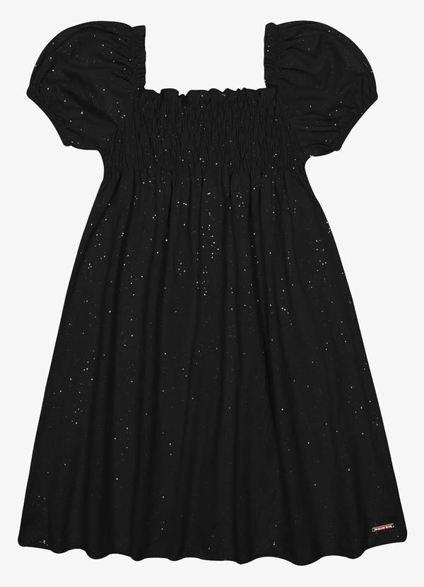 Trick Nick - Vestido Curto Lastex Cotton Glitter Preto