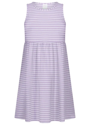 Alakazoo - Vestido Curto Listrado em Malha Canelada Rosa - ALAKAZOO