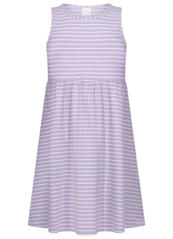 Alakazoo - Vestido Curto Listrado em Malha Canelada Rosa 2