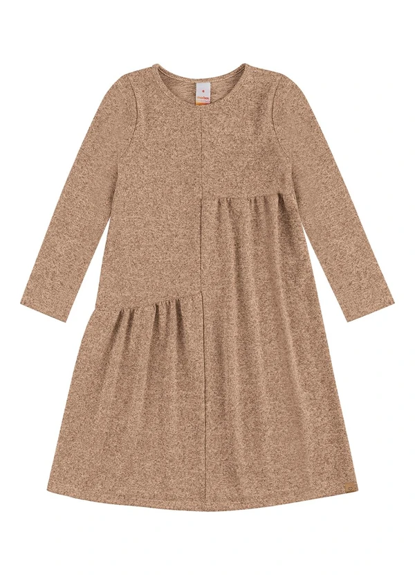 Marisol - Vestido Curto Manga Longa Tricot Marisol Marrom