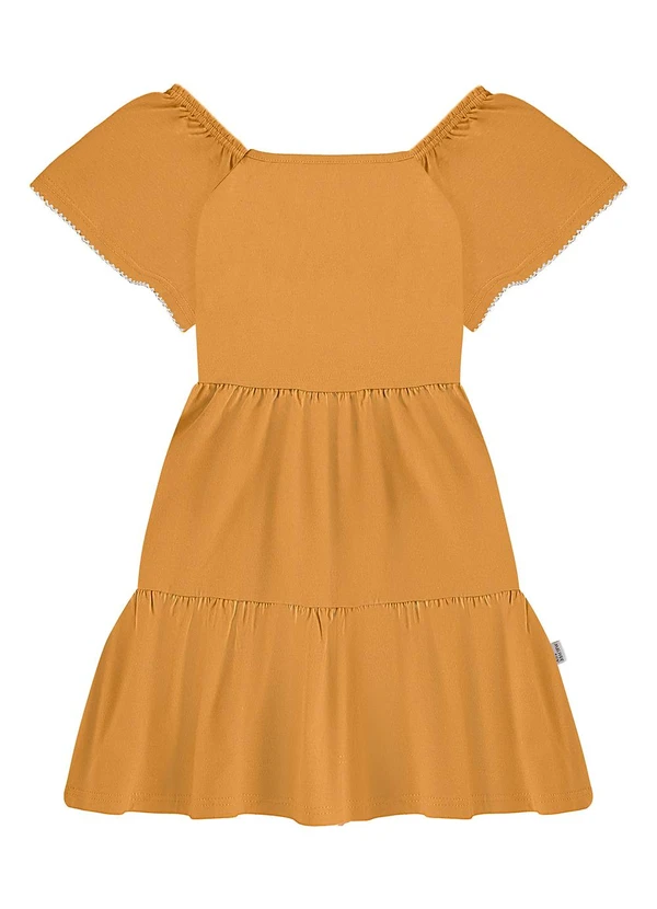 Malwee Kids - Vestido Curto Marias em Malha Amarelo Escuro