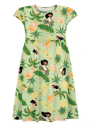 Alakazoo - Vestido Curto Penteada Estampada Verde - ALAKAZOO