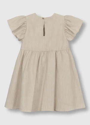 Carinhoso - Vestido Curto Rodado Acinturado Bege - CARINHOSO