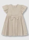 Carinhoso - Vestido Curto Rodado Acinturado Bege - variação: Bege