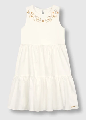 Carinhoso - Vestido Curto Rodado Acinturado Floral Branco - CARINHOSO