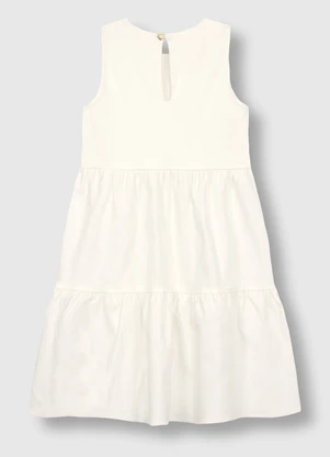 Carinhoso - Vestido Curto Rodado Acinturado Floral Branco - CARINHOSO