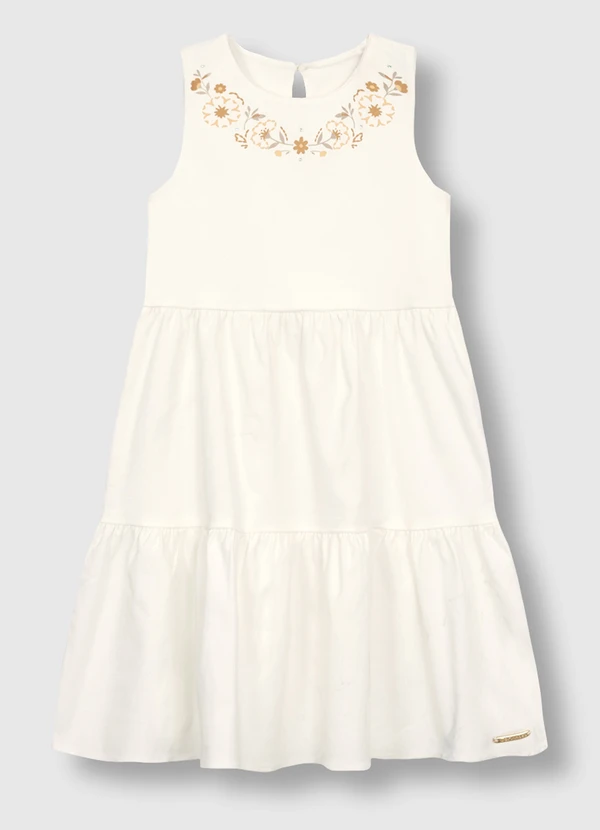 Carinhoso - Vestido Curto Rodado Acinturado Floral Branco