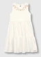 Carinhoso - Vestido Curto Rodado Acinturado Floral Branco - variação: Branco