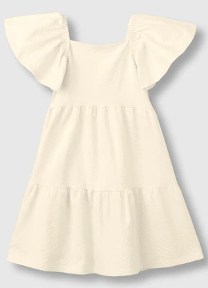 Carinhoso - Vestido Curto Rodado Acinturado Off White - CARINHOSO