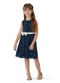 Carinhoso - Vestido Curto Rodado Acinturado Poá Rosa - variação: Azul