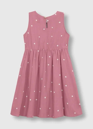 Carinhoso - Vestido Curto Rodado Acinturado Poá Rosa - CARINHOSO