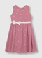 Carinhoso - Vestido Curto Rodado Acinturado Poá Rosa - variação: Rosa