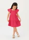 Carinhoso - Vestido Curto Rodado Acinturado Off White - variação: Rosa