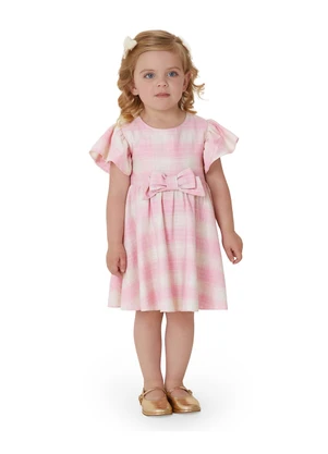 Carinhoso - Vestido Curto Rodado Acinturado Xadrez Rosa - CARINHOSO